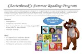 Chesterbrook’s Summer Reading Program · Chesterbrook’s Summer Reading Program Chesterbrook’s summer reading program is designed for rising kindergarten through rising sixth