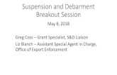 Suspension and Debarment Breakout Session S&D Bre… · Suspension and Debarment Breakout Session May 8, 2018 Greg Coss – Grant Specialist, S&D Liaison. Liz Blanch – Assistant
