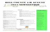 Bell County 4-H August 2013 Newsletteragrilifecdn.tamu.edu/.../2010/06/August-2013-Newsletter1.pdf2013/08/06  · Newsletter Game 11 Fizz the Clown, Texas Oklahoma Fair 12 4-H Open