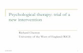 Psychological therapy: trial of a new interventionPreliminary work Cheston, Jones and Gilliard (2003) - Ten week group intervention - task of group “to think about what it’s like