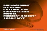 REPLACEMENT OXY-FUEL CUTTING TIPS SUITABLE FOR MODEL ...€¦ · FOR MODEL MESSER® GRICUT® 1230-PMYF This approach has made Thermacut one of the most successful companies in the