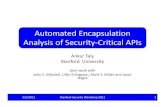 Analysis of Security Critical APIsforum.stanford.edu/events/2011/2011slides/security/2011securityTal… · 05/05/2011  · Automated Encapsulation Analysis of Security‐Critical