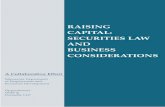 RAISING CAPITAL: SECURITIES LAW AND BUSINESS … · The process of raising capital to fund a start-up or an early stage developing business can be a very complex and intimidating