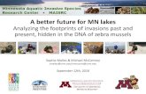 A better future for MN lakesPerspectives – Future work • New lakes sampled in 2016 • Chains of lakes – Clustered invasions • Lower Great Lakes • Genomic resources being