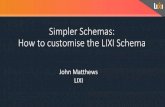 Simpler Schemas: How to customise the LIXI Schema...•The LIXI standard contain 700 elements and 3000+ attributes •The standard is very comprehensive •It covers various transactions