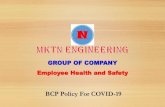BCP Policy For COVID-19 - mktn-engineering.coms  BCP Policy For COVI… · Employee Health and Safety BCP Policy For COVID-19. BCP policy for COVID-19 No. Definition Category Activation
