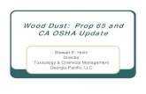 Wood Dust: Prop 65 and CA OSHA Update - PPSA · Prop 65 – Wood Dust O D b 18 2009 C lif i li d dOn December 18, 2009, California listed wood dust on its list of chemicals known