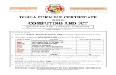 TONGA FORM SIX CERTIFICATE 2018 COMPUTING AND ICT Computing... · e-learning e-government Mobile and Wifi services Consumer IT . 3 ... established national Computer Emergency Response