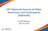 Americans Act Participants (NSOAAP) · 14th National Survey of Older Americans Act Participants (NSOAAP) Kickoff Webinar April 26, 2019