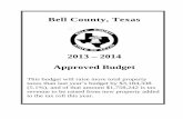 2013 – 2014 Approved Budget...(5.1%), and of that amount $1,758,242 is tax ... Bell County Expo/4-H Youth Fund 110 Housing Finance Fund 111 Central Texas Housing Finance Fund 112