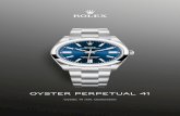 Oyster Perpetual 41 - assets.rolex.com · Folding Oysterclasp with Easylink 5 mm comfort extension link DIAL Bright blue CERTIFICATION Superlative Chronometer (COSC + Rolex certification