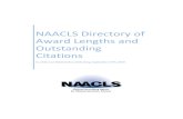 NAACLS Directory of Award Lengths and Outstanding Citations · Post Office Box 570 . Springfield, OH 45505-4749 Date of Next Material Review: 10/1/2019 . Award Expires: 10/31/2023
