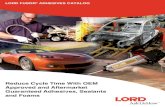 LORD FUSOR ADHESIVES CATALOG · Finishing adhesive for all plastic bumpers TPO, TEO, PP and urethane Fusor #140/141 Bonding of wheel opening moldings Fusor #180/181/182 Double-sided
