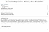 Palomar College Guided Pathways Plan- Phase One · 2018. 8. 8. · to identify the college’s readiness to adopt Guided Pathways. The self-assessment was the first step in the process