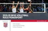 2019-20 NFHS VOLLEYBALL RULES POWERPOINT · 2020. 2. 20. · 2019-20 VOLLEYBALL CORRECTIONS Rules Book: • Page 17, 4-2-1e: A single mascot reference and/or school name may be placed