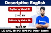 Descriptive English - WiFiStudy.com · 2019. 6. 25. · English by Vishal Sir Click here Bhavesh Patni, HNo: 176, Laxmi Nagar, Delhi 110092 25 June, 2019 25th June, 2019 June 25,