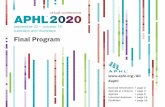 virtual conference · Final Program General Information > page 2 Agenda at a Glance > page 4 Agenda > page 5 Innovate! Sessions > page 13 Exhibitors > page 16. The APHL 2020 Virtual