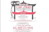 Tiki Port – Chinese Restaurant & Polynesian LoungeTRADITIONAL CHINESE CUISINE Reg 6.70 7.40 8.20 8.00 8.00 8.00 8.70 8.20 8.70 10.20 3.60 .8.20 EGG FOO YONG 7.20 Meatless Egg Foo