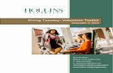 Giving Tuesday: Volunteer Toolkit - Hollins University · Giving Tuesday: Volunteer Toolkit December 3, 2019 . What is Giving Tuesday Giving Tuesday is an international day of philanthropy