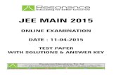JEE MAIN 2015 - Resonance€¦ · jee main 2015 online examination date : 11-04-2015 test paper with solutions & answer key