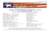 High Point Elks Lodge Newsletter - HP Elks Lodge #1155 ...High Point Elks Lodge # 1155 • 336.869.7313 • hpelks1155@triad.rr.com • Lounge Hours Labor Day 2012 – Memorial Day
