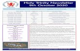 Holy Trinity Newsletter 9th October 2020€¦ · Holy Trinity Newsletter 9th October 2020 ... Friday 23rd October -Green park or Hyde Park T Monday 26th October-Friday 30th October
