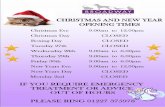 BROADWAY VETERINARY G CHRISTMAS AND NEW YEAR … · BROADWAY VETERINARY G CHRISTMAS AND NEW YEAR OPENING TIMES Chrisfrnas Eve Christmas Day Boxing Day Tuesday 27th Wednesday 28th