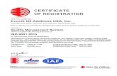 New ISO9001 2015 Certificates - Evonik · 2018. 9. 6. · Title: ISO9001 2015 Certificates Author: J3722 Created Date: 5/30/2018 8:51:24 AM
