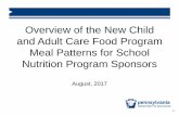 Overview of the New Child and Adult Care Food Program Meal ... · Fluid Milk • Transition Period • One month transition period is allowable when a child is transitioning from