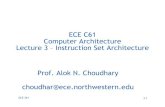 ECE C61 Computer Architecture Lecture 3 – Instruction Set ...users.ece.northwestern.edu/~boz283/ece-361-original/Lec...ECE 361 3-21 Basic Issues in Instruction Set Design What data