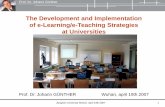 The Development and Implementation of e-Learning/e ......Prof. Dr. Johann Günther Jianghan University Wuhan, April 19th 2007 1 The Development and Implementation of e-Learning/e-Teaching
