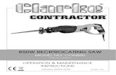 850W RECIPROCATING SAW - clarkeservice.co.uk · The saw is equipped with a quick-release blade retention system for convenient replacement of saw blades. When unpacking, check for