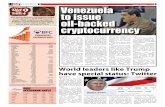 4VOEBZ +BOVBSZ Venezuela Sunday, January 7, 2018 to issue oil … · 2018. 7. 1. · currency would be pegged to Venezuela s oil basket, which this week averaged $59.07 per barrel,