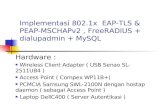 Implementasi 802.1x EAP-TLS PEAP-MSCHAPv2 ... IV...Implementasi 802.1x EAP-TLS & PEAP-MSCHAPv2 , FreeRADIUS + dialupadmin + MySQL Hardware : Wireless Client Adapter ( USB Senao SL-
