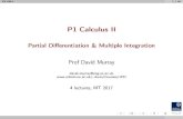 P1 Calculus II Partial Differentiation & Multiple Integrationdwm/Courses/1PD_2017/1PD-L2.pdf · P1 2017 7 / 35 |Example Reminder: @f @x = df du @u @x, @f @y = df du @u @y BTW don’t