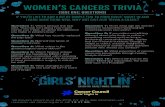 WOMEN’S CANCERS TRIVIA...IF YOU’D LIKE TO ADD A BIT OF SIMPLE FUN TO YOUR GIRLS’ NIGHT IN AND LEARN SOMETHING NEW, WHY NOT GIVE OUR TRIVIA A CRACK? WOMEN’S CANCERS TRIVIA Question