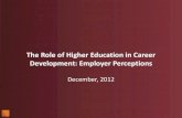 The Role of Higher Education in Career Development ...€¦ · college graduates who are job candidates • What skills should college graduates possess • What skills is higher