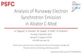 Analysis of Runaway Electron Synchrotron Emission in ... · Analysis of Runaway Electron Synchrotron Emission in Alcator C-Mod A. Tinguely 1, R. Granetz , M. Hoppe2, A. Stahl2, O.
