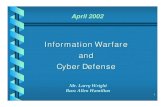 Information Warfare and Cyber DefenseSprint AT&T Long Haul Communications ... 1992 1996 1998 2000 286 386 486 Pentium P6 Pentium 4 286k 1MB 4MB 16MB 64MB 256 MB 384 DRAM MB CPU (Source: