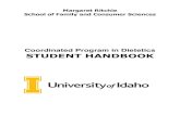 Coordinated Program in Dietetics STUDENT HANDBOOK · 2020. 6. 17. · Pre-program Experience 8 ... Graduation and Post-Graduate Policies 24 Graduation 24 Job and Career Placement