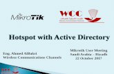 Hotspot with Active Directory · Directory Services Domain Controller and register it’s services. Give a meaningful description and enable logging for authentication status. User