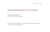 Active Ageing and Quality of Life in Old Age 01 · Functional Health Increase in the Second Half of Life 40 50 60 70 80 90 Körperliche Funktionsfähigkeit / SF-36 100 40-54 Jahre