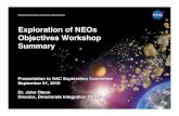 Exploration of NEOs Objectives Workshop Summary Workshop_NAC_2010_09_2… · Dr. John Olson Director, Directorate Integration Ofﬁce Exploration of NEOs Objectives Workshop (Explore