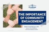 THE IMPORTANCE OF COMMUNITY ENGAGEMENT · 2019. 5. 17. · 1. Create a community-giving general ledger and monitor the spending. 2. When bills are paid, make sure they are paid with