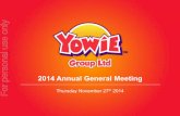 For personal use only - ASX · A8 Yowie US Market Update – 24 September 2014 A9 Yowie US Market Update – 17 October 2014 A10 Yowie goes on sale in Second Tier 1 US retail chain