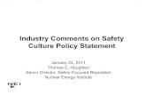 Industry Comments on SafetyJanuary 24, 2011 11 Thank you for the opportunity to participate in this important topic. Billie Pirner Garde Clifford & Garde, LLP 1707 L Street, NW Ste