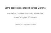 Some applications around a Deep Grammar · Grammar (HPSG) (Pollard and Sag 1994, Sag et al. 2003), on which the computational project initiative LinGO at CSLI, Stanford, was started,