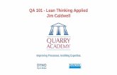 QA 101 - Lean Thinking Applied Jim Caldwell€¦ · Method – Kaizen events Goal – Improve performance on Customer CTQs Focus – Use DMAIC with TQM tools to eliminate variation