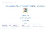 ALMUÑÉCAR INTERNATIONAL SCHOOL Year 13 Curriculum 2018 …€¦ · Year 13 SOW and Assessment Planning Secondary 2018-19 page 2 S c h e m e o f W o r k a n d A s s e s s m e n t