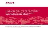 HUMAN RIGHTS REPORTING - Shift · “Human Rights Reporting: Are companies telling investors what they need to know?” Shift, New York, May 2017. Acknowledgements This report was